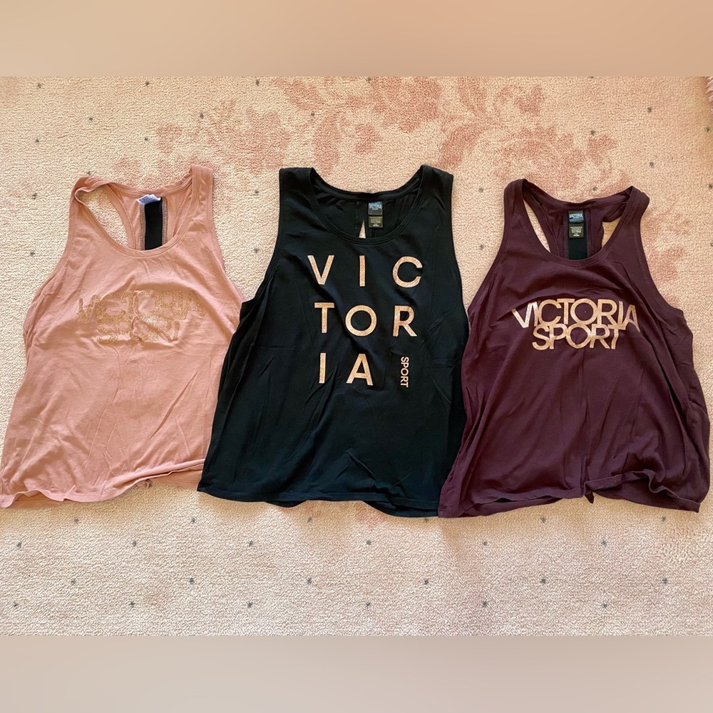 Bundle of 3 Women’s Victoria’s Secret SPORT Tie Knot Tank Tops Large L